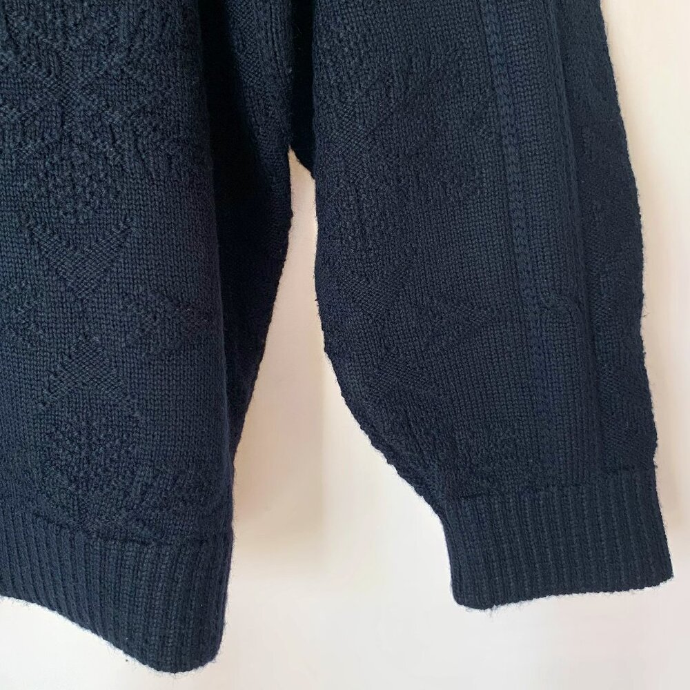 VTG BOGNER Men's Dark Blue Wool Blend Apres Ski Sweater Size M Fits like L - Picture 6 of 12